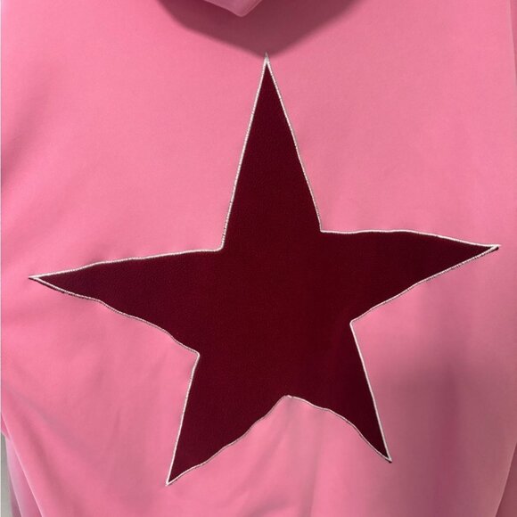 Aelfric Eden Oversized Pink Hoodie with Red Star Design Medium Streetwear - Picture 5 of 8